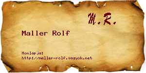 Maller Rolf névjegykártya